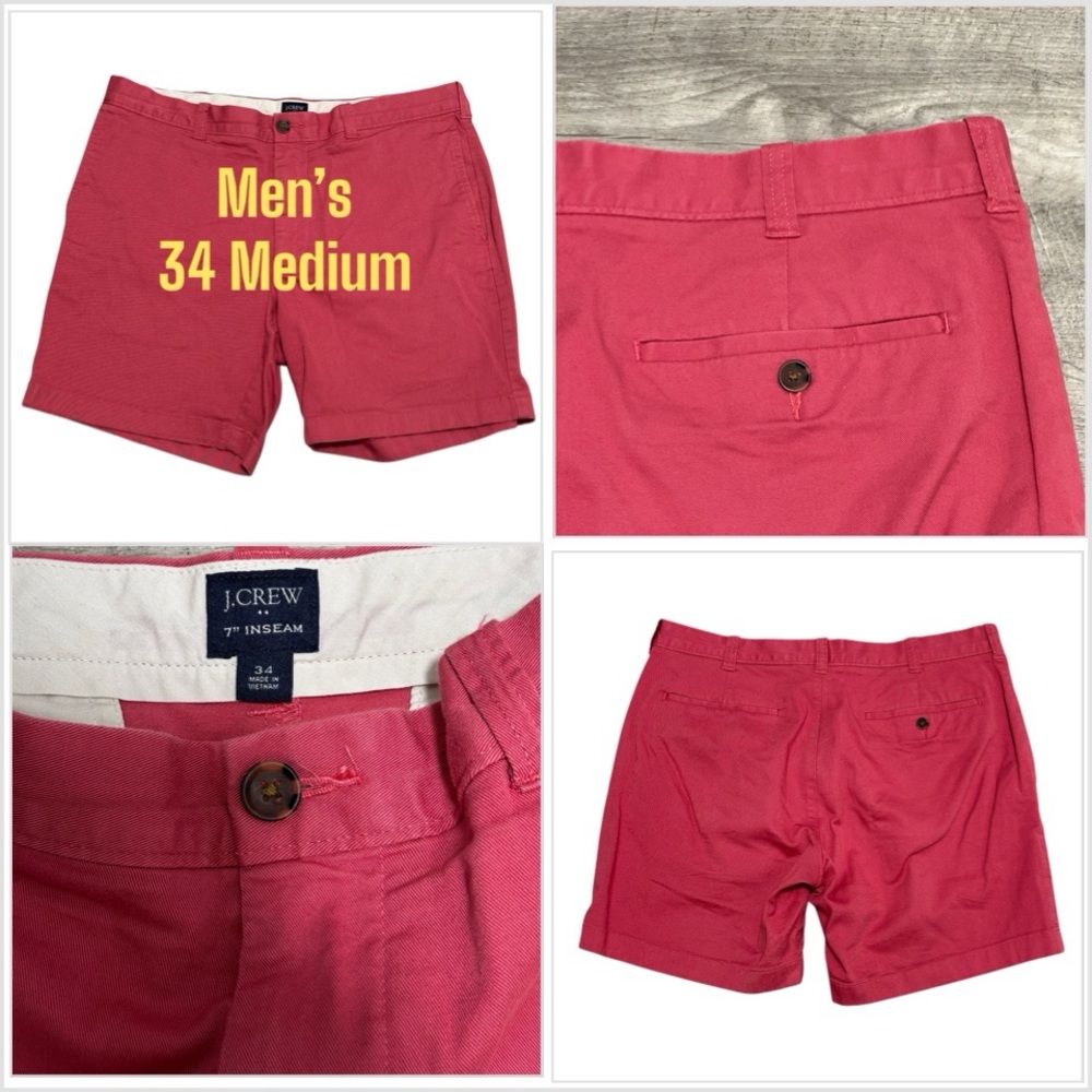 Men's J. Crew Golf 34 Medium Chino Khakis Shorts Coral Flex Stretch 7” Inseam